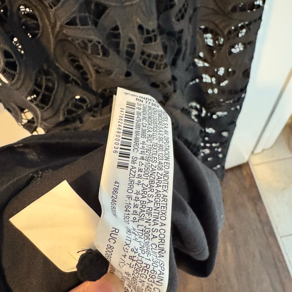Zara Cotton Embroidery Hollow Out Women's Midi Black Dress | M - Picture 9 of 9